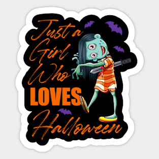 Just A Girl Who Loves Halloween Cute Spooky Party Gift Sticker